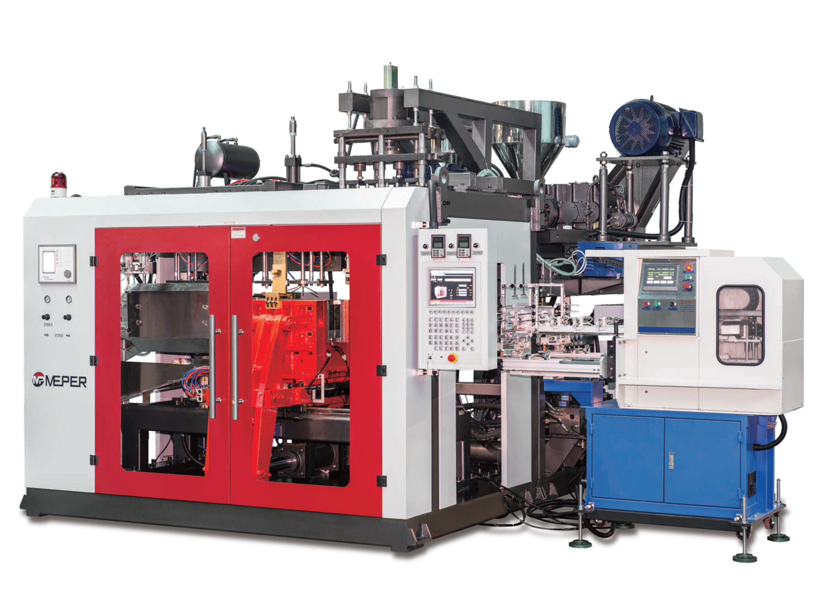How to do the material stuck in the production process of MEPER blow molding machine?  
