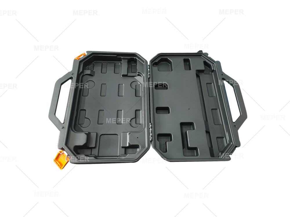 Customized OEM Black Stackable Storage Tool Box Plastic Container With clip down Lid